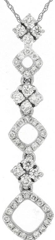 .33CT DIAMOND 14KT WHITE GOLD ROUND MULTI SQUARE JOURNEY FLORAL FLOATING PENDANT