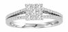 ESTATE .75CT DIAMOND 14K WHITE GOLD CLUSTER SQUARE DOUBLE ROW ROUND PROMISE RING