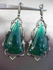 ANTIQUE MASSIVE 36.20CT DIAMOND & GREEN AGATE 14K BLACK GOLD 3D HANGING EARRINGS