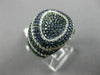 ESTATE WIDE 2.56CT DIAMOND & AAA SAPPHIRE 14K WHITE GOLD 3D OVAL MICRO PAVE RING