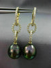LARGE .81CT DIAMOND & AAA TAHITIAN PEARL 18K YELLOW GOLD OVAL TEAR DROP EARRINGS