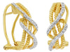 .24CT DIAMOND 14KT YELLOW GOLD 3D MULTI ROW CRISS CROSS CLIP ON HANGING EARRINGS
