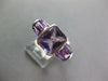 LARGE 3CT AAA AMETHYST 14KT WHITE GOLD CUSHION & EMERALD CUT SEMI BEZEL FUN RING