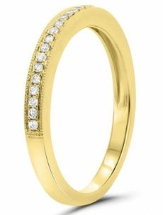 .11CT DIAMOND 14KT YELLOW GOLD 3D ROUND FILIGREE SEMI ETERNITY ANNIVERSARY RING