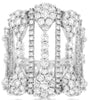 LARGE 2.25CT DIAMOND 14KT WHITE GOLD 3D ROUND CLUSTER MULTI BAR ANNIVERARY RING