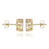 2.01CT DIAMOND 14KT 2 TONE GOLD 3D SOLITAIRE HALO FLOWER FILIGREE STUD EARRINGS