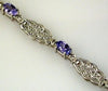 2.0CT DIAMOND & AAA TANZANITE 14KT WHITE GOLD 3D OVAL & ROUND FILIGREE BRACELET
