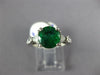 ESTATE LARGE 2.7CT DIAMOND & AAA EMERALD PLATINUM ROUND FILIGREE ENGAGEMENT RING