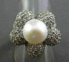 ESTATE LARGE 3.32CT DIAMOND 18KT WHITE GOLD PEARL FLOWER PAVE RING STUNNING!!