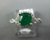 ESTATE 1.16CT DIAMOND & AAA EMERALD 14KT WHITE GOLD CUSHION HALO ENGAGEMENT RING