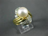 ANTIQUE DIAMOND 9MM SOUTH PEARL 14KT YELLOW GOLD COCKTAIL RING #17189