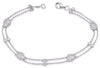 .68CT DIAMOND 14K WHITE GOLD 2 ROW ROUND & PEAR SHAPE SHAPE BY THE YARD BRACELET