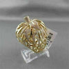 ANTIQUE WIDE  1.60CT DIAMOND 18KT YELLOW GOLD 3D OPEN FILIGREE FLOWER LEAF RING