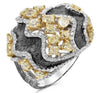 EXTRA LARGE 3.70CT WHITE & FANCY YELLOW DIAMOND 18KT WHITE GOLD MULTI SHAPE RING