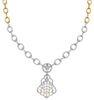 LARGE 5.15CT DIAMOND 18K TRI COLOR GOLD 3D FILIGREE TEAR DROP OVAL LINK NECKLACE