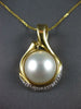 LARGE .50CT DIAMOND & AAA MABE PEARL 14KT 2 TONE GOLD TEAR DROP PENDANT #27266