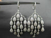 ANTIQUE LARGE 3.32CT DIAMOND 18K WHITE GOLD RAINDROP CHANDELIER HANGING EARRINGS
