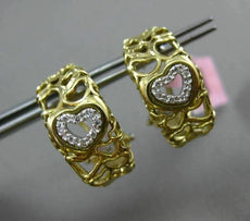 ESTATE .15CT DIAMOND 14K WHITE & YELLOW GOLD 3D OPEN HEART CLIP ON EARRINGS