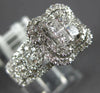 LARGE 1.51CT DIAMOND 18K WHITE GOLD ROUND & PRINCESS DOUBLE HALO ENGAGEMENT RING