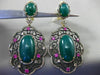 ANTIQUE LARGE 3.19CT DIAMOND & MULTI GEM 14K YELLOW BLACK GOLD FILIGREE EARRINGS