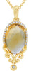 3.07CT DIAMOND & AAA CITRINE 14KT YELLOW GOLD OVAL & ROUND FUN FLOATING PENDANT
