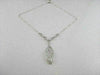ANTIQUE 18KT WHITE LEAF DROP FILIGREE DIAMOND NECKLACE