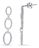 .09CT DIAMOND 14K WHITE GOLD OPEN OVAL LOVE KNOT GRADUATING FUN HANGING EARRINGS