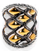ESTATE LARGE HANDCRAFTED 18KT YELLOW GOLD & 925 SILVER 3D MULTI ROW FUN RING