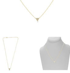 .12CT DIAMOND 14K YELLOW GOLD ROUND PAVE TRIANGULAR ADJUSTABLE FUN LOVE NECKLACE