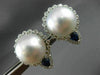 LARGE 2.38CT DIAMOND AAA SAPPHIRE & SOUTH SEA PEARL 18KT WHITE GOLD 3D EARRINGS