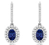 2.5CT DIAMOND & AAA TANZANITE 14KT WHITE GOLD OVAL & ROUND HALO HANGING EARRINGS