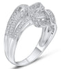 ESTATE .22CT DIAMOND 14KT WHITE GOLD 3D MULTI ROW LOVE KNOT FUN RING