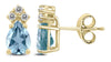 .54CT DIAMOND & AAA AQUAMARINE 14KT YELLOW GOLD PEAR SHAPE & ROUND STUD EARRINGS