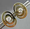 ESTATE DIAMOND 14KT YELLOW GOLD OVAL ETOILE SOLITAIRE EARRINGS E/F VVS #23018