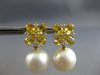 5.02CT DIAMOND & AAA YELLOW SAPPHIRE & SOUTH SEA PEARL 18K YELLOW GOLD EARRINGS