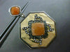 ANTIQUE .67CT DIAMOND & ORANGE AVENTURINE 18KT TRI COLOR GOLD FILIGREE EARRINGS