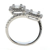 EXTRA LARGE 1.38CT DIAMOND 18K WHITE GOLD ROUND & BAGUETTE CRISS CROSS LOVE RING