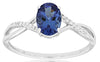 .89CT DIAMOND & AAA TANZANITE 14KT WHITE GOLD OVAL & ROUND CRISS CROSS LOVE RING