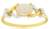 ESTATE .62CT DIAMOND & AAA OPAL 14KT YELLOW GOLD OVAL & ROUND LOVE KNOT FUN RING