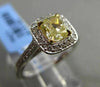 ESTATE 1.06CT GIA FANCY YELLOW DIAMOND 18KT WHITE GOLD HALO 3D ENGAGEMENT RING