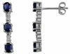 ESTATE 1.62CT DIAMOND & AAA SAPPHIRE 14K WHITE GOLD THREE STONE HANGING EARRINGS
