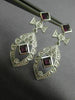 ESTATE LARGE 1.60CT DIAMOND & TOURMALINE 14KT WHITE GOLD FLOWER HANGING EARRINGS