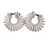 EXTRA LARGE 4.39CT DIAMOND 18KT WHITE GOLD 3D SUNBURST SIDEWAY HANGING EARRINGS