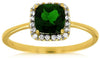 ESTATE 1.10CT DIAMOND & AAA GREEN GARNET 14K YELLOW GOLD 3D HALO SQUARE FUN RING