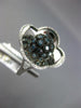LARGE 1.25CT WHITE & BLUE DIAMOND 14KT WHITE GOLD 4 LEAF CLOVER FLOWER LOVE RING