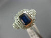 ESTATE LARGE 2.90CT DIAMOND & SAPPHIRE 14K WHTIE GOLD BEZEL HALO ENGAGEMENT RING
