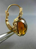 ANTIQUE LARGE 15.15CT DIAMOND & AAA CITRINE 14KT YELLOW GOLD 3D HANGING EARRINGS
