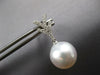 LARGE .26CT DIAMOND & AAA SOUTH SEA PEARL 18KT WHITE GOLD V SHAPE FUN EARRINGS
