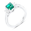 ESTATE LARGE 1.38CT DIAMOND & AAA EMERALD 18K WHITE GOLD SQUARE & TRAPEZOID RING