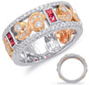 WIDE .84CT DIAMOND & AAA RUBY 14KT WHITE & ROSE GOLD SWIRL ROUND & PRINCESS RING